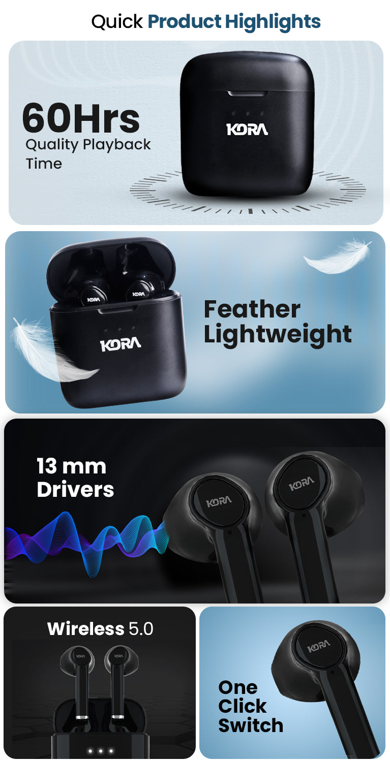 Kora Novapods Best and Affordable Earbuds in Ghana – 60 Hours